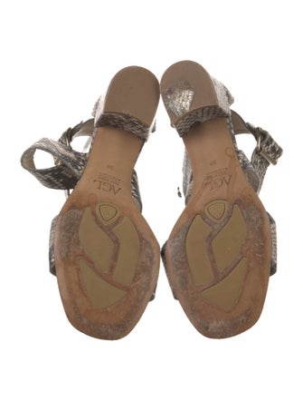 AGL Embossed Leather Animal Print Sandals