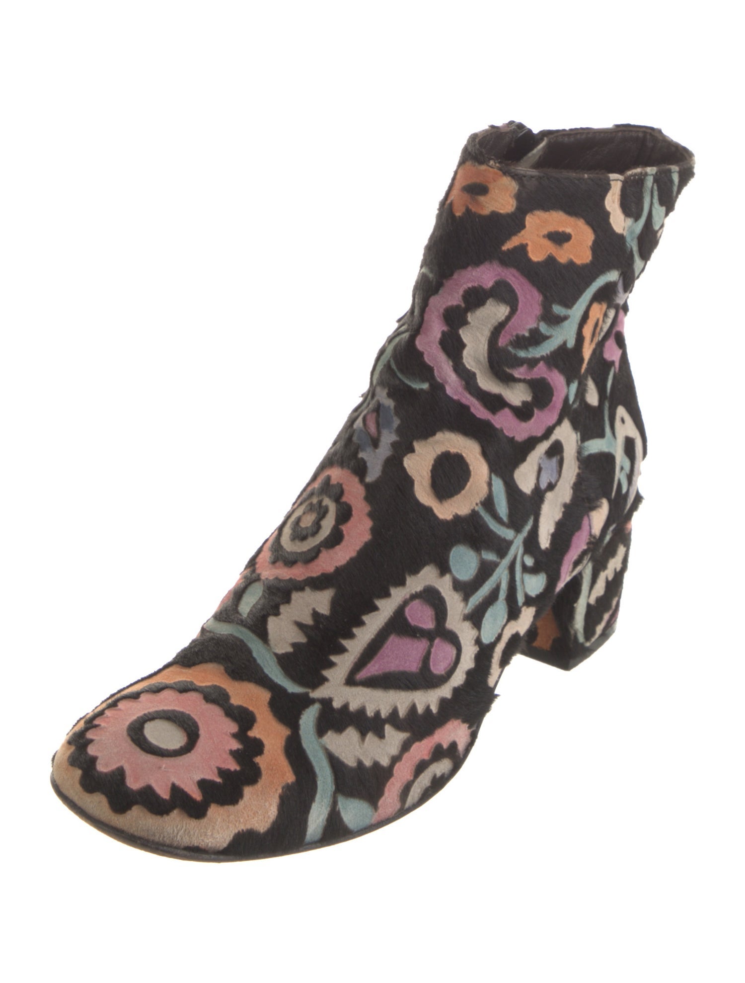 AGL Ponyhair Patterned Lace-Up Boots