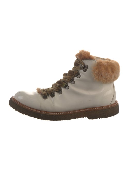 AGL Leather Fur Trim Lace-Up Boots
