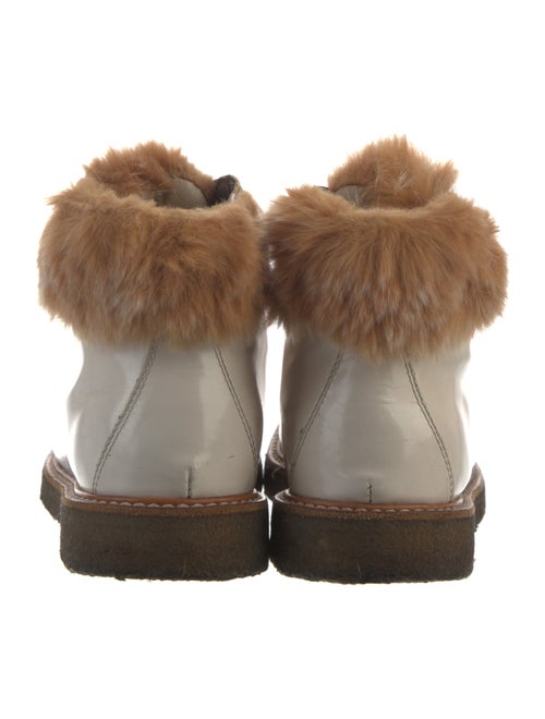 AGL Leather Fur Trim Lace-Up Boots