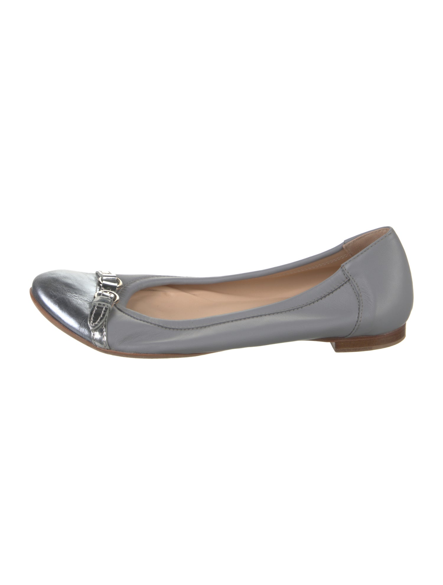 AGL Leather Chain-Link Accents Ballet Flats