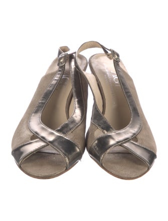 AGL Leather Colorblock Pattern Slingback Pumps