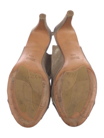 AGL Leather Colorblock Pattern Slingback Pumps