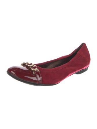 AGL Suede Chain-Link Accents Ballet Flats