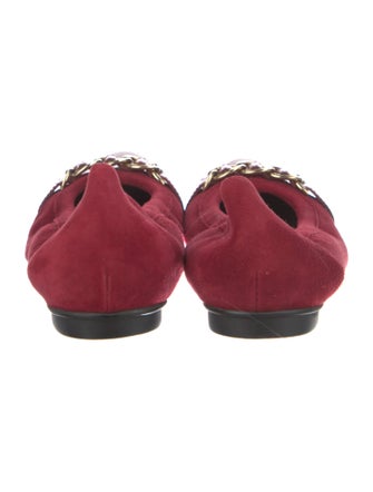 AGL Suede Chain-Link Accents Ballet Flats