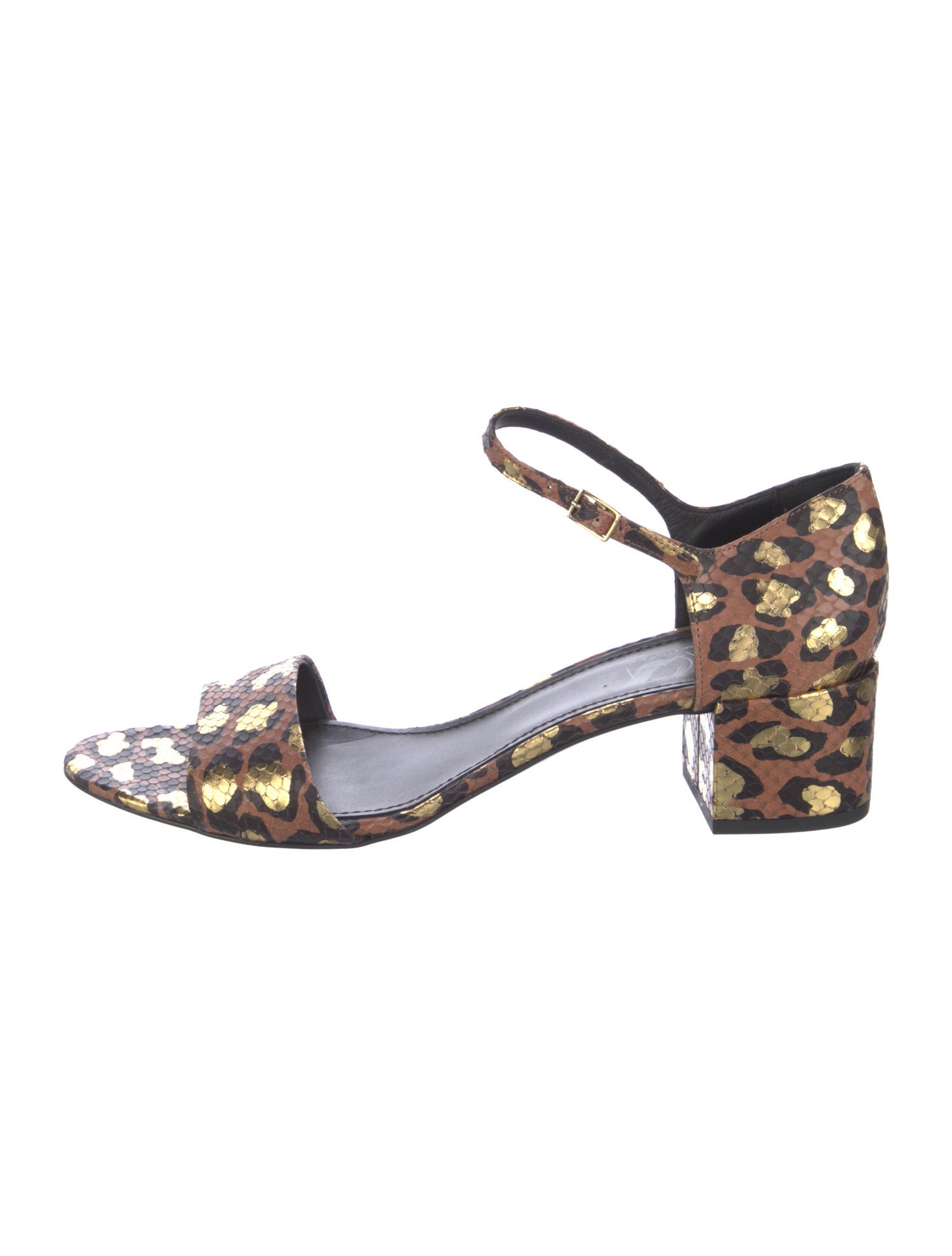 AGL Embossed Leather Animal Print Sandals
