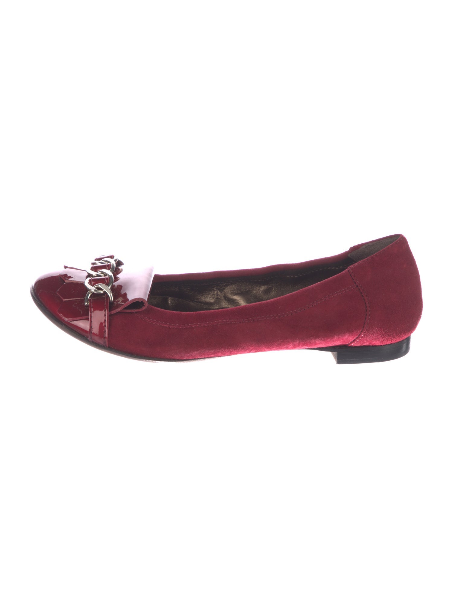 AGL Suede Chain-Link Accents Ballet Flats