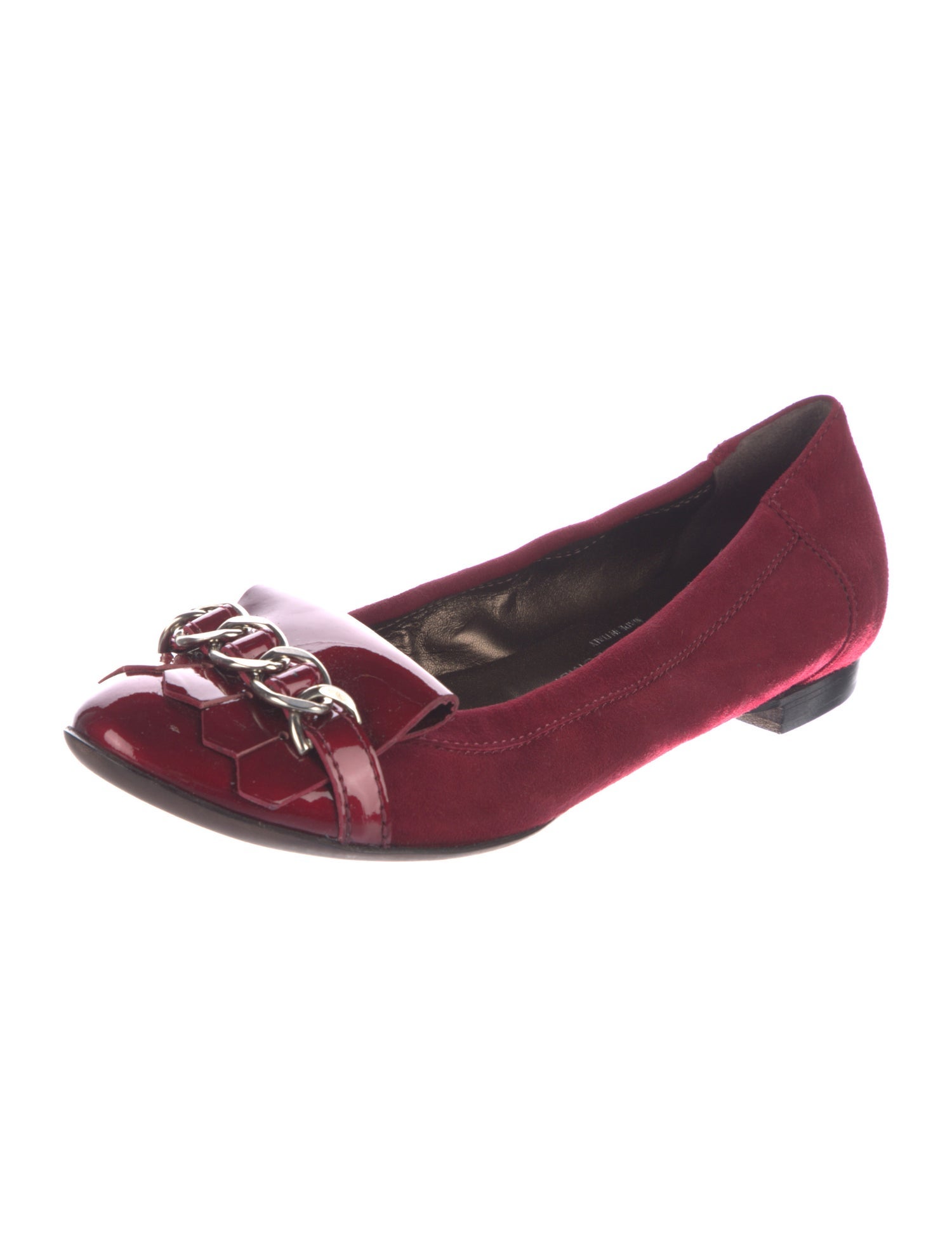 AGL Suede Chain-Link Accents Ballet Flats