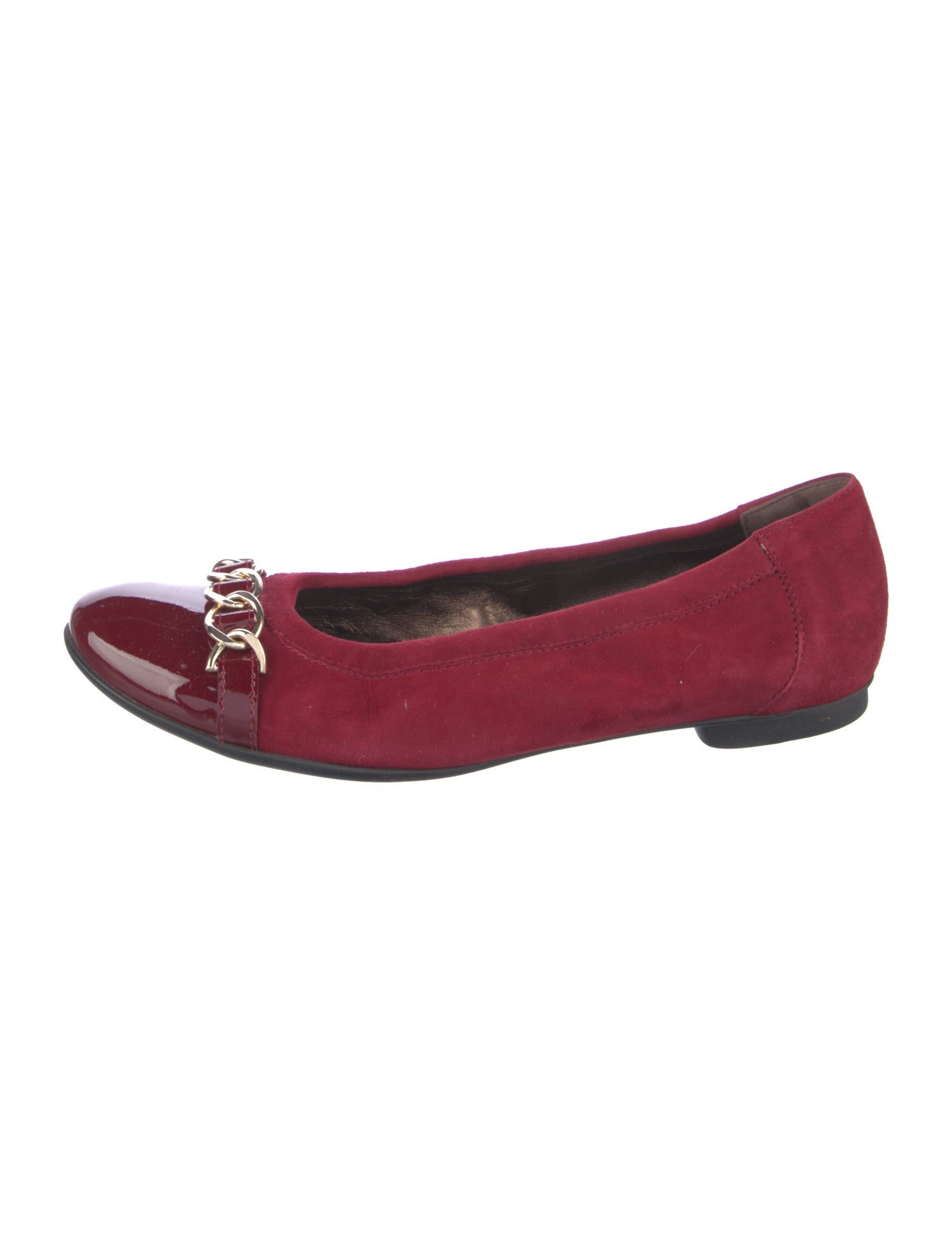 AGL Suede Chain-Link Accents Ballet Flats