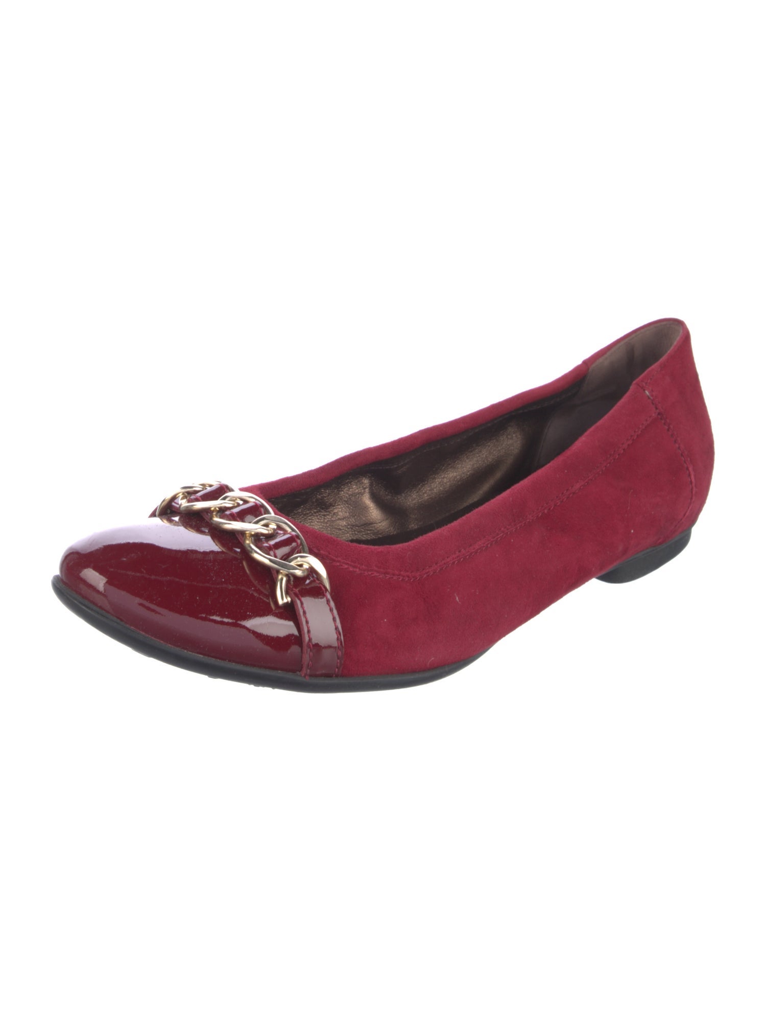 AGL Suede Chain-Link Accents Ballet Flats