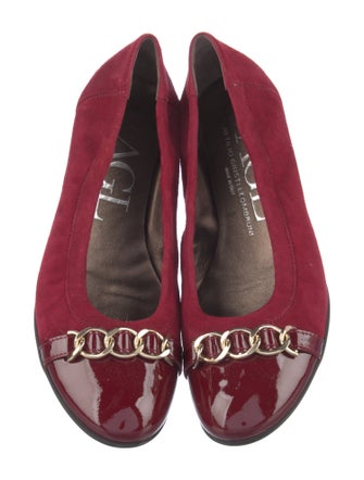 AGL Suede Chain-Link Accents Ballet Flats