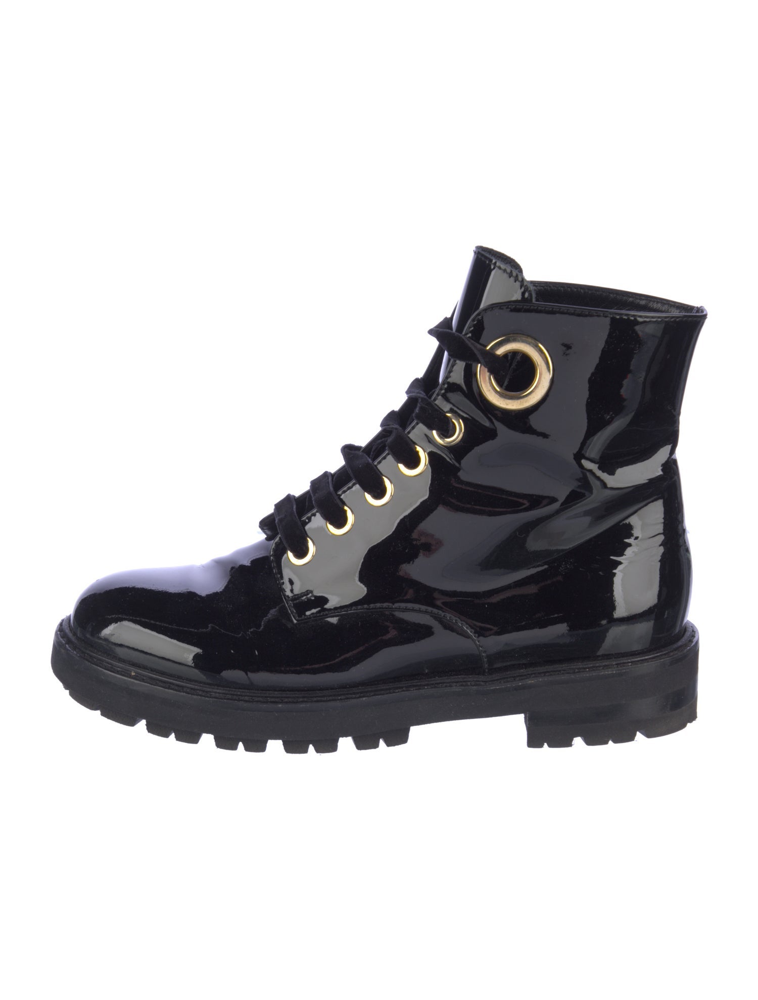 AGL Patent Leather Combat Boots