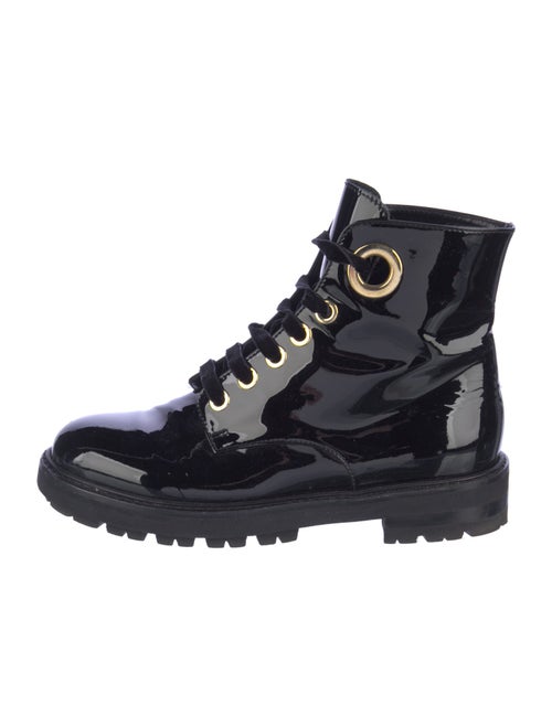 AGL Patent Leather Combat Boots