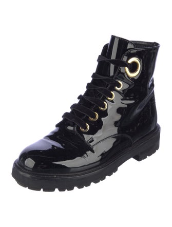 AGL Patent Leather Combat Boots