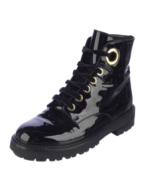 AGL Patent Leather Combat Boots