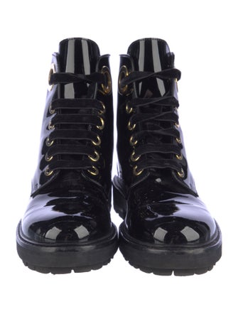 AGL Patent Leather Combat Boots
