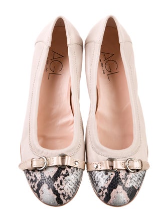 AGL Leather Animal Print Ballet Flats