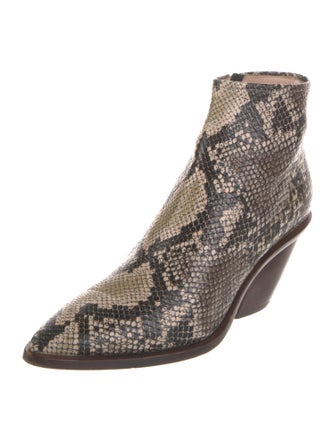 AGL Embossed Leather Animal Print Boots
