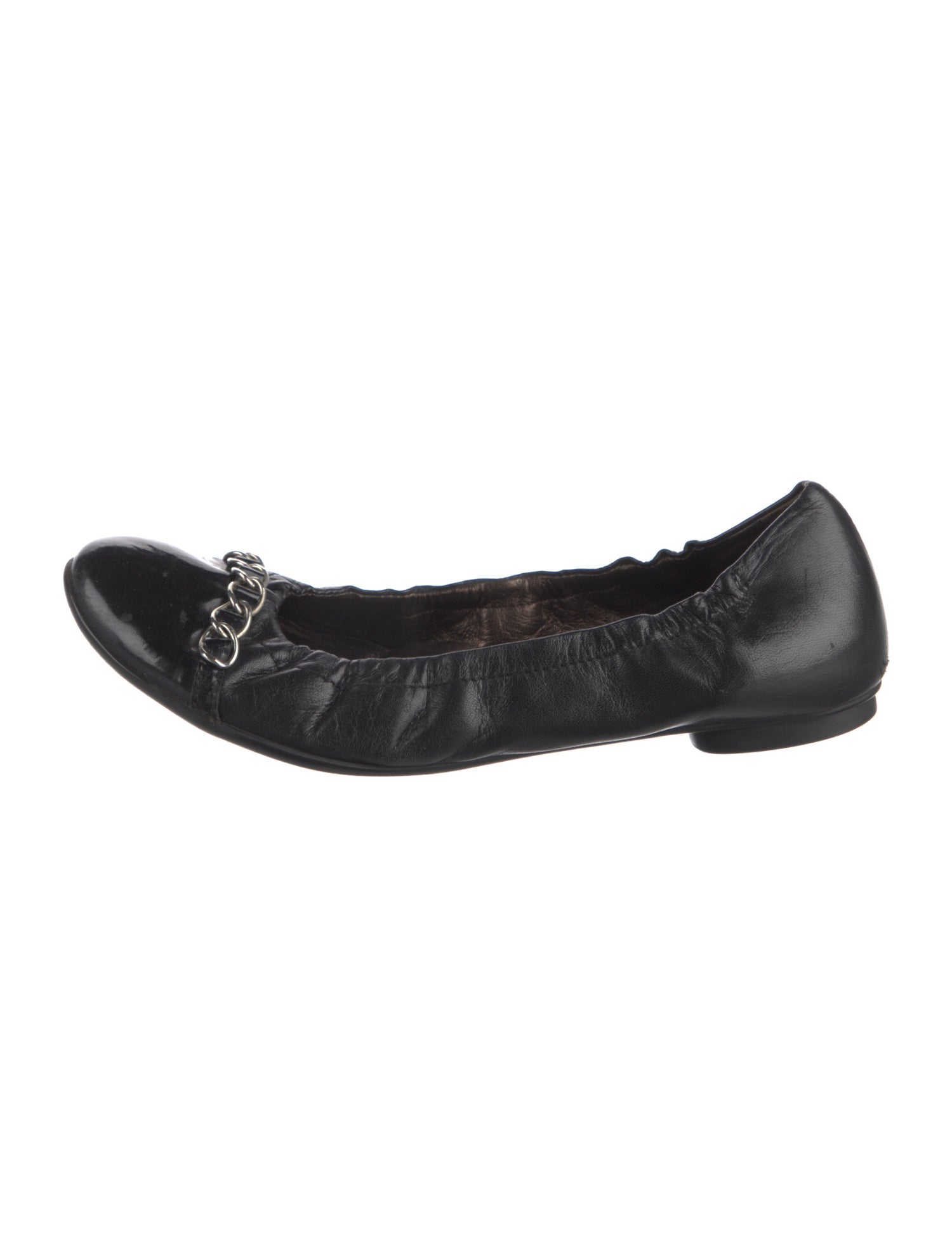AGL Leather Chain-Link Accents Ballet Flats