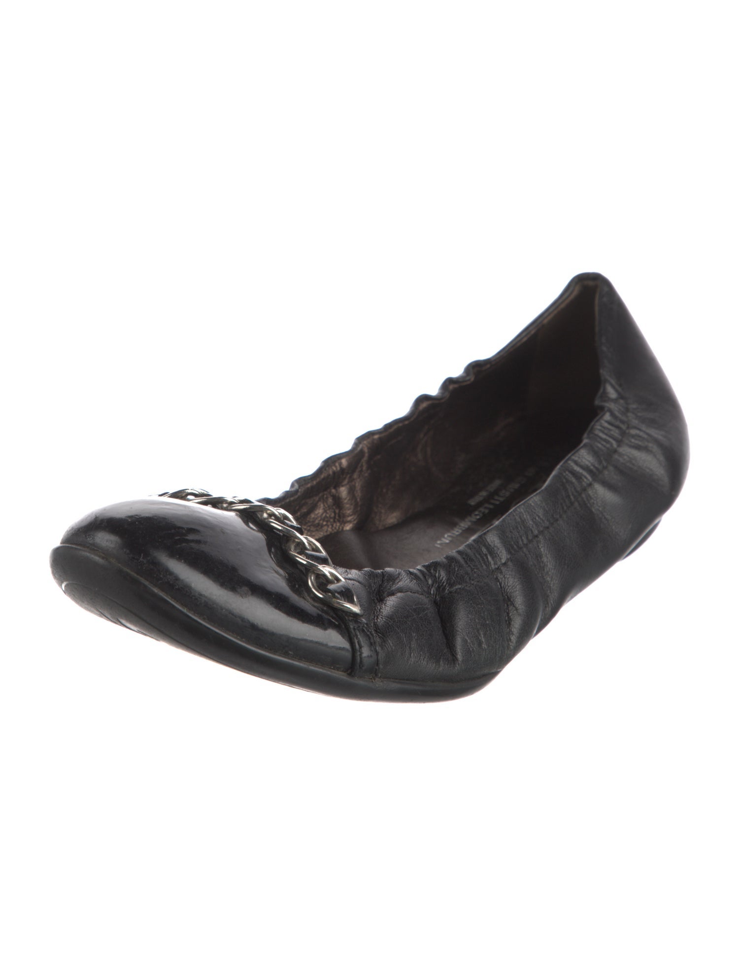 AGL Leather Chain-Link Accents Ballet Flats
