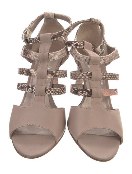 AGL Leather Animal Print T-Strap Sandals