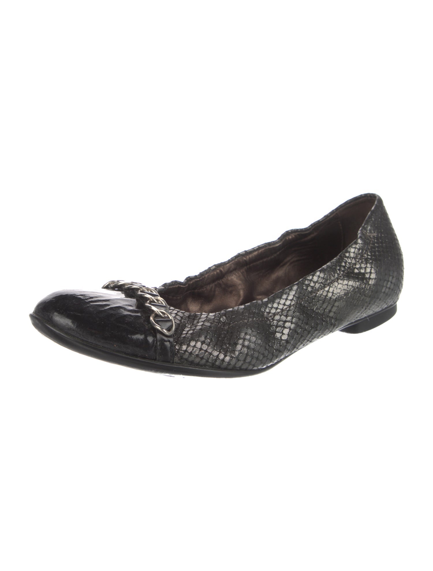AGL Chain-Link Accent Leather Ballet Flats