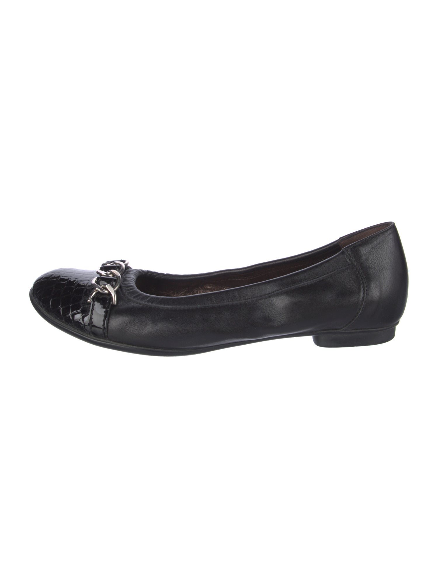 AGL Leather Chain-Link Accents Ballet Flats