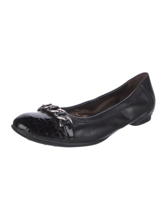 AGL Leather Chain-Link Accents Ballet Flats