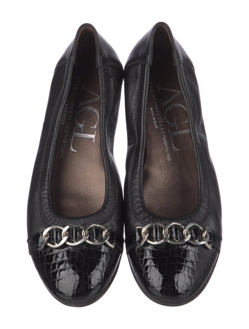 AGL Leather Chain-Link Accents Ballet Flats
