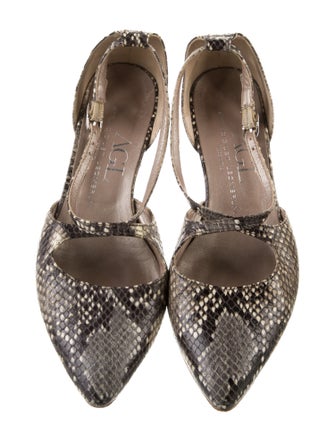 AGL Snakeskin Animal Print T-Strap Pumps