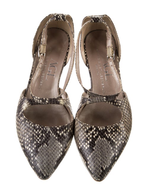AGL Snakeskin Animal Print T-Strap Pumps