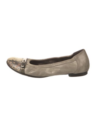 AGL Suede Chain-Link Accents Ballet Flats