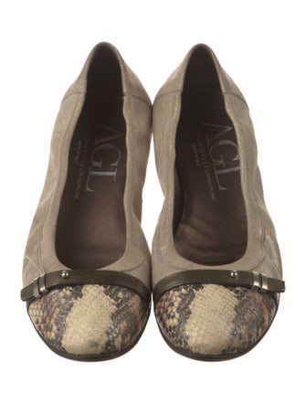 AGL Suede Chain-Link Accents Ballet Flats