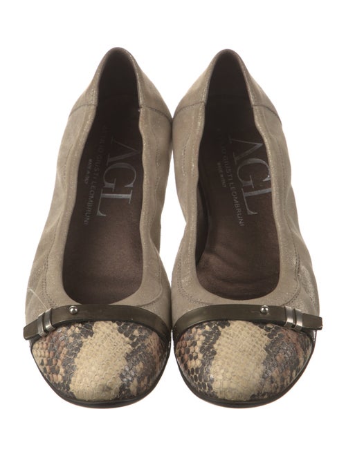 AGL Suede Chain-Link Accents Ballet Flats