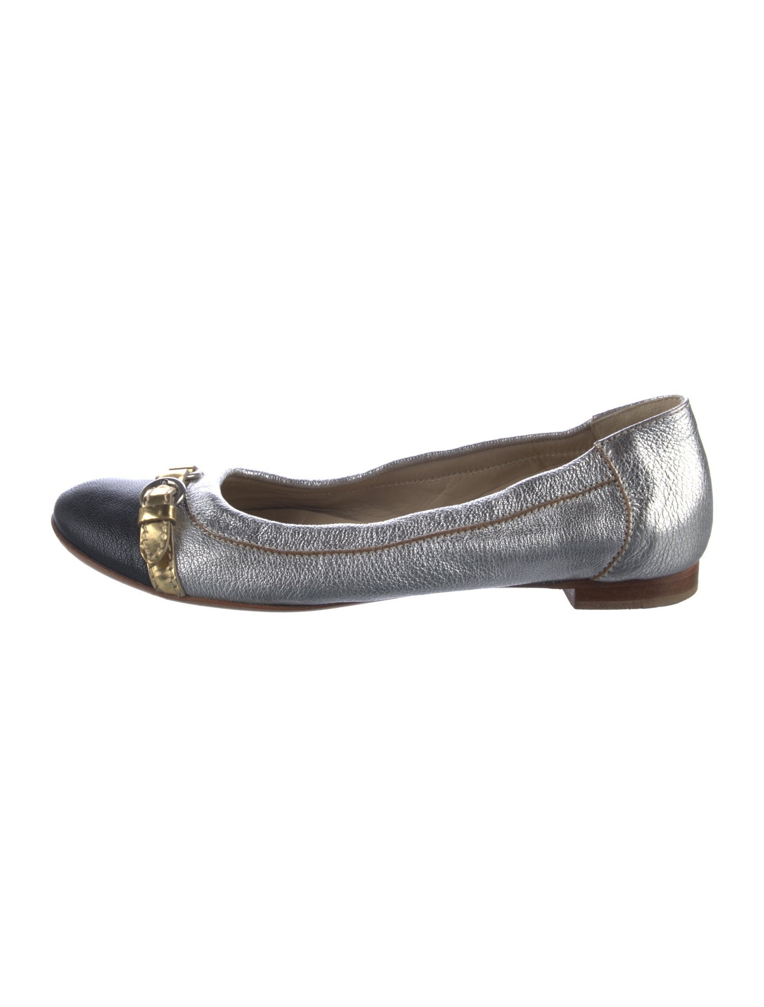 AGL Leather Colorblock Pattern Ballet Flats