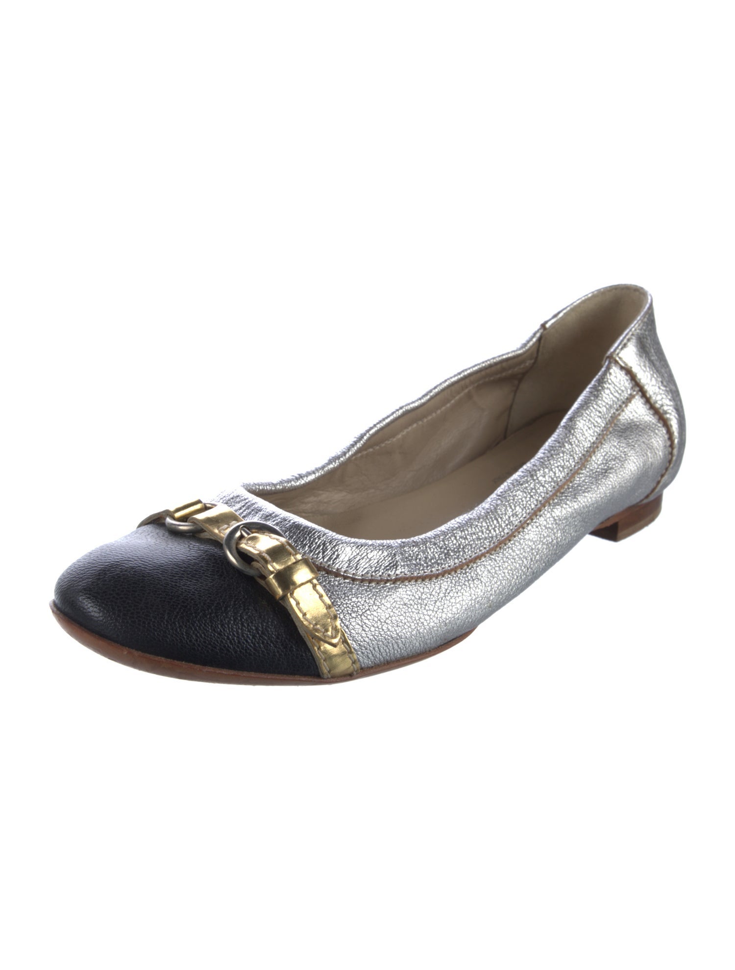 AGL Leather Colorblock Pattern Ballet Flats