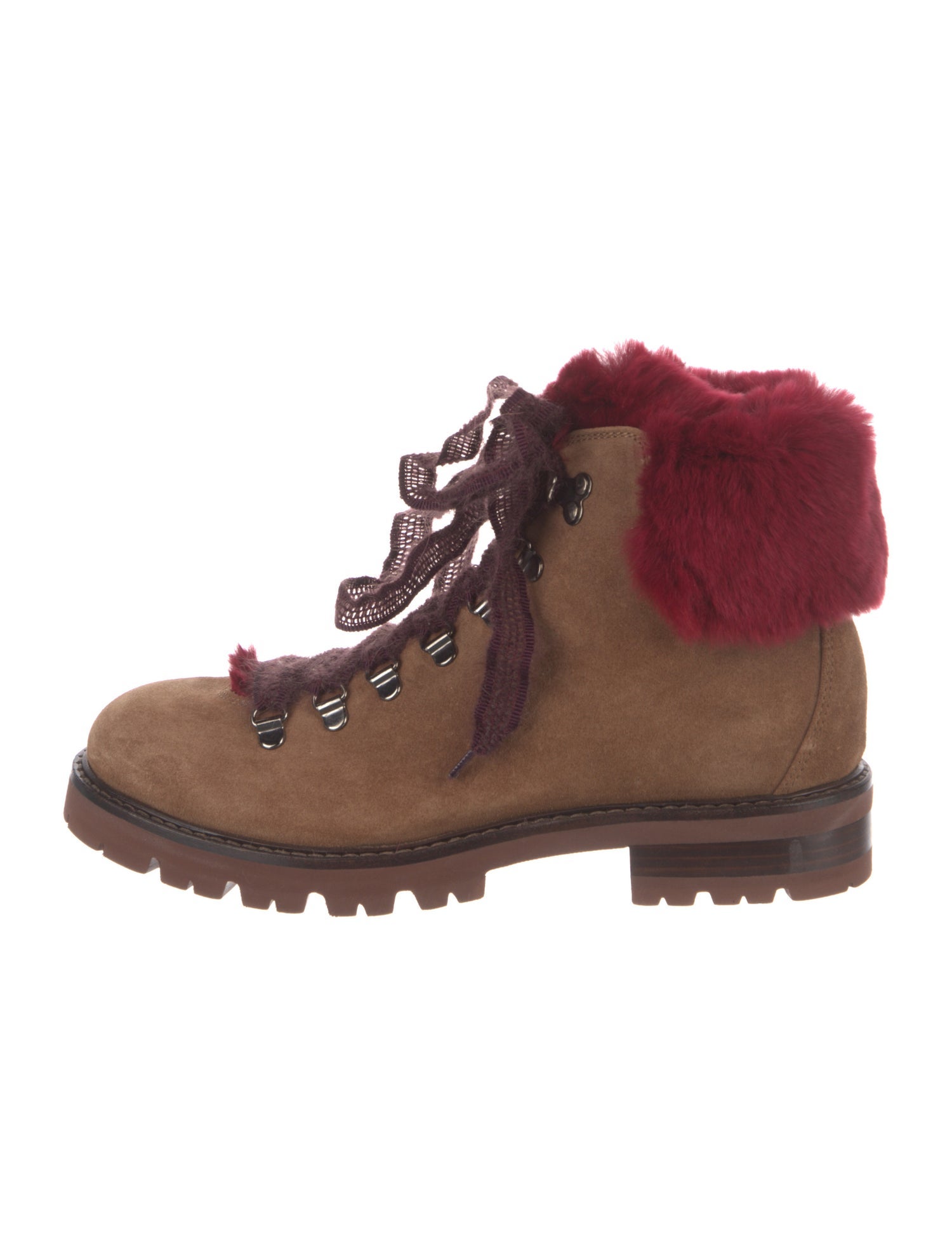 AGL Suede Fur Trim Combat Boots