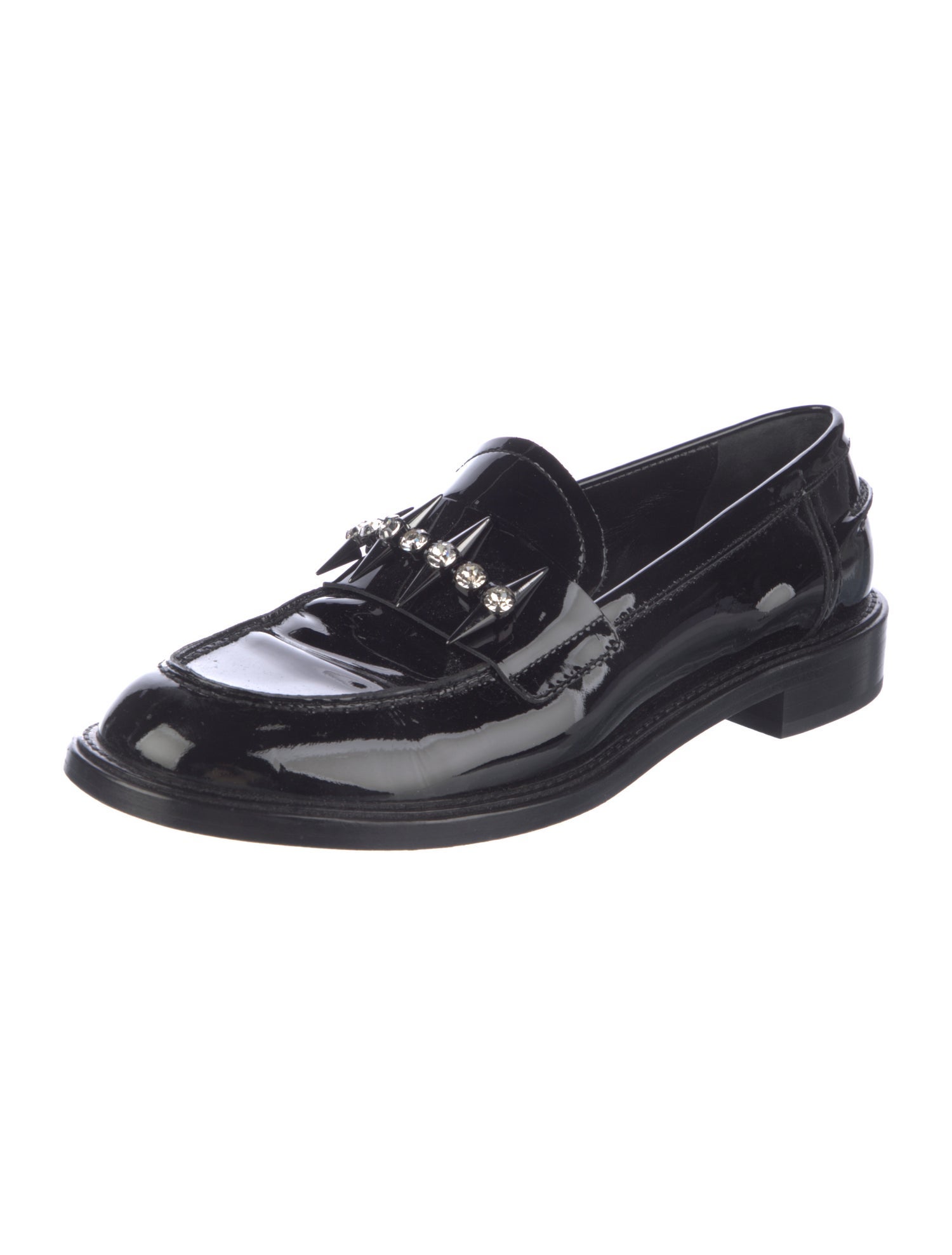 AGL Patent Leather Crystal Embellishments Loafers