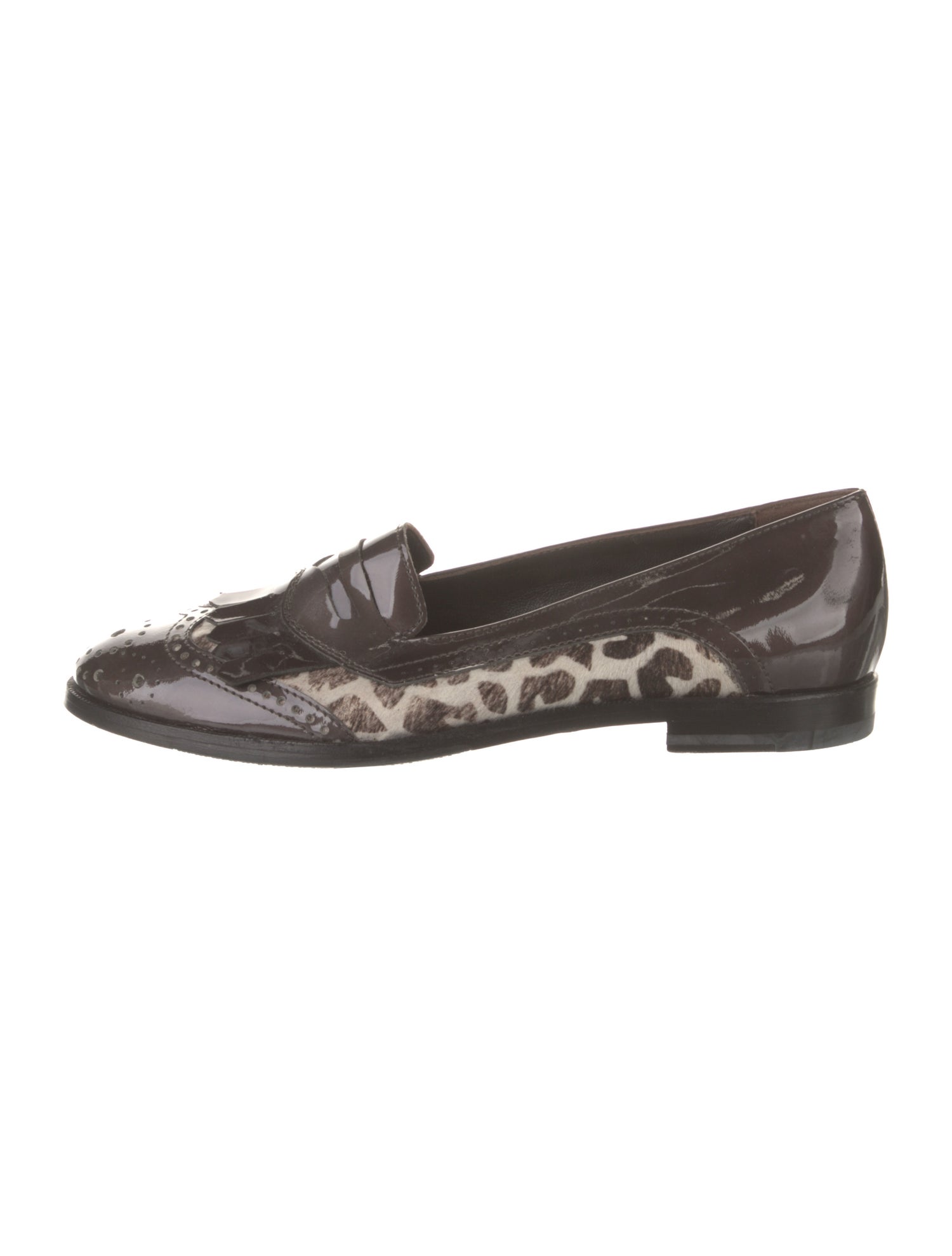 AGL Patent Leather Animal Print Loafers