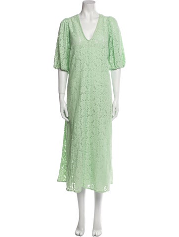 Ali Golden Dresses Lace Long Dress L