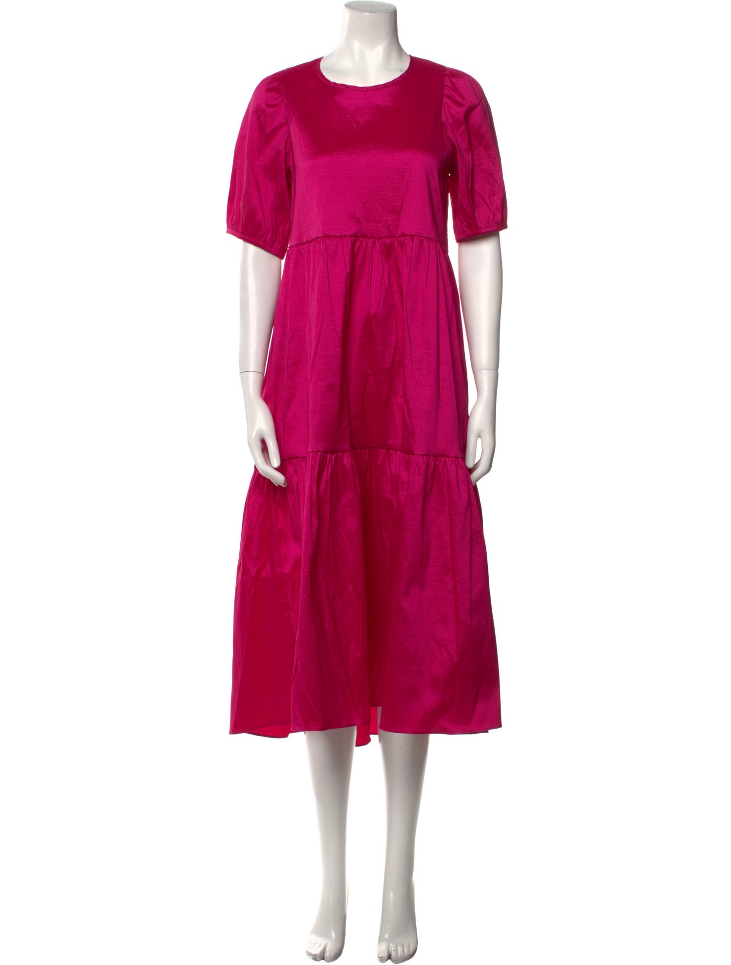 Ali Golden Crew Neck Midi Length Dress