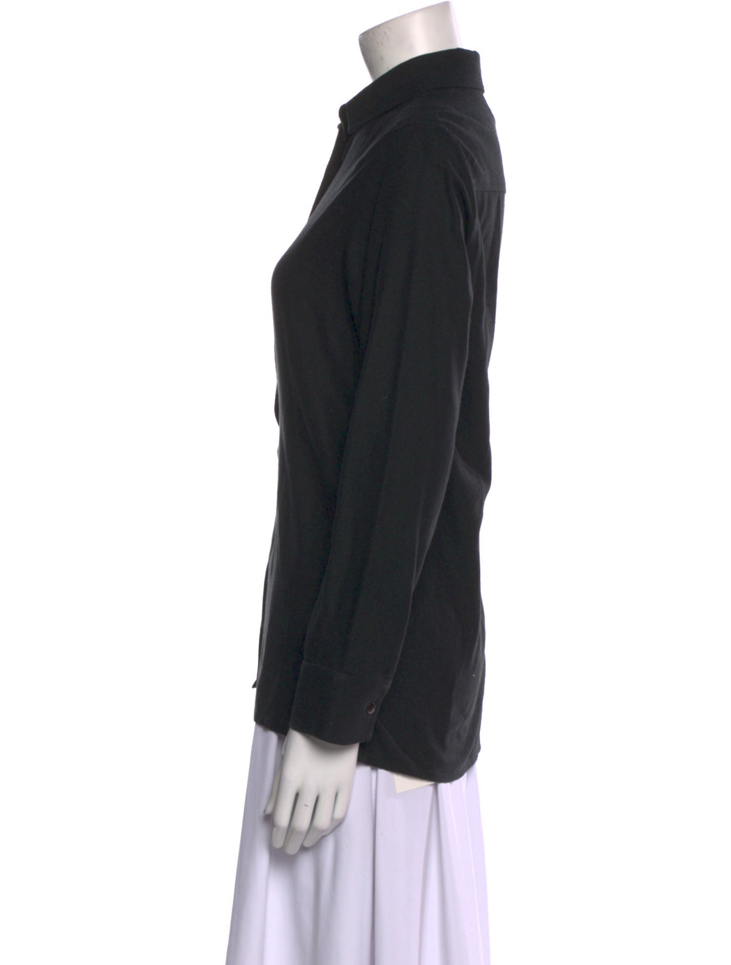 Ali Golden Silk Long Sleeve Button-Up Top