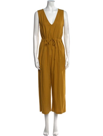 Ali Golden Silk V-Neck Jumpsuit