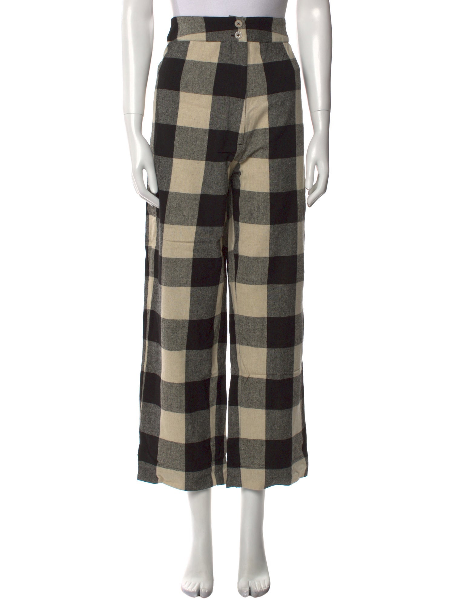 Ali Golden Plaid Print Wide Leg Pants