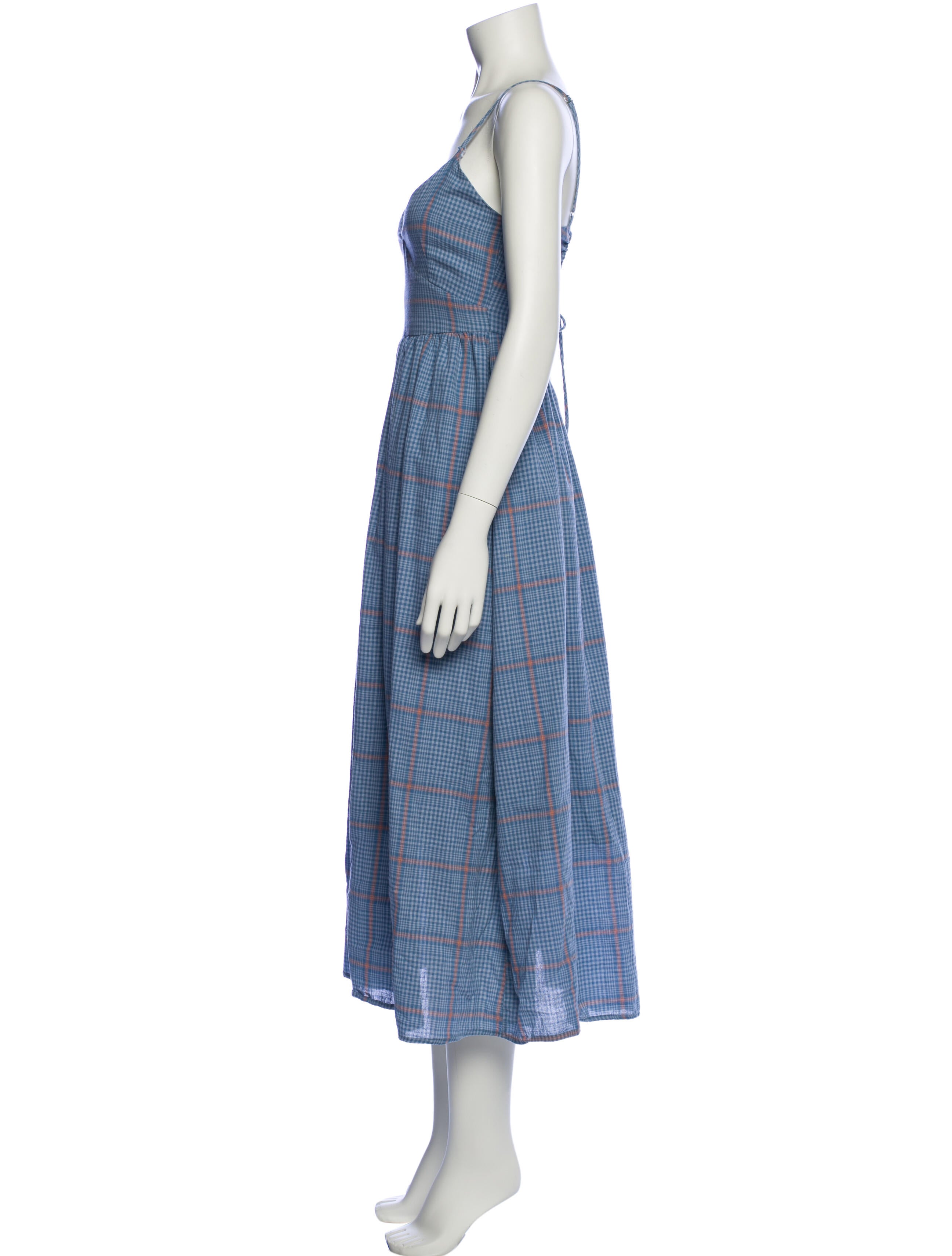 Ali Golden Plaid Print Long Dress