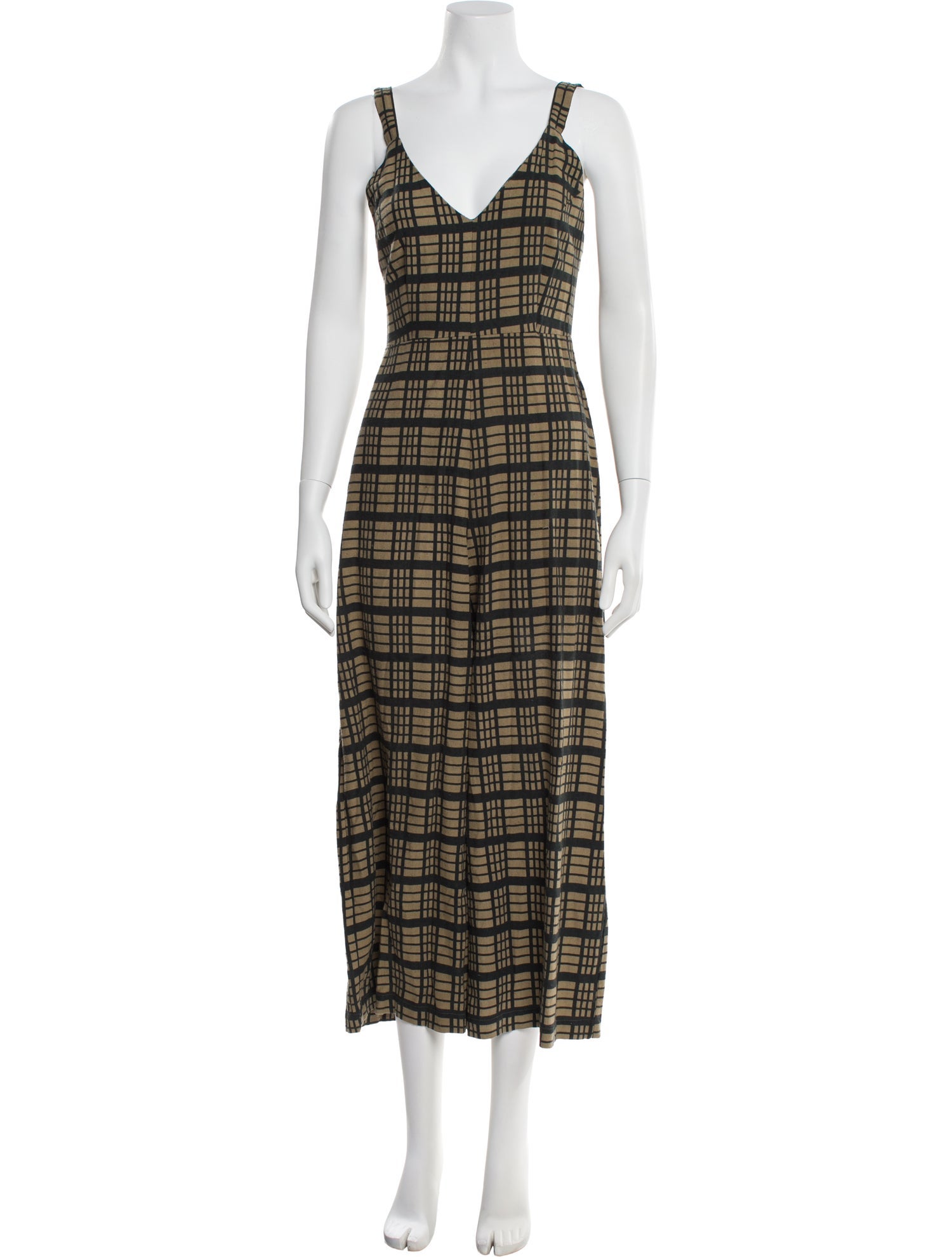 Ali Golden Silk Plaid Print Jumpsuit