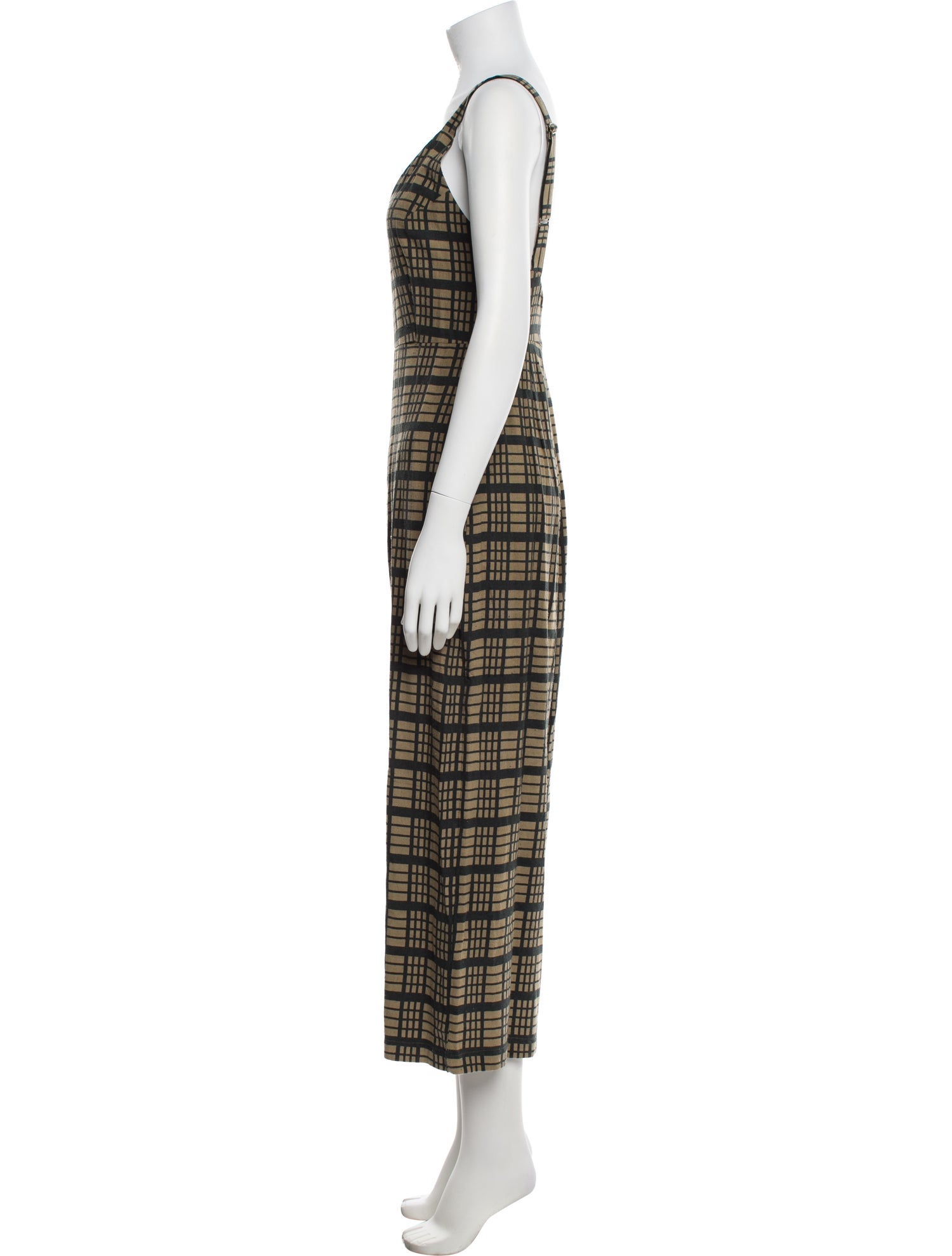 Ali Golden Silk Plaid Print Jumpsuit