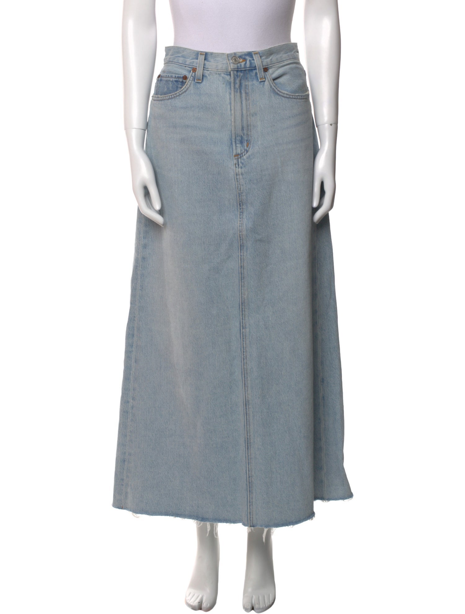 AGOLDE Distressed Accents Midi Length Skirt