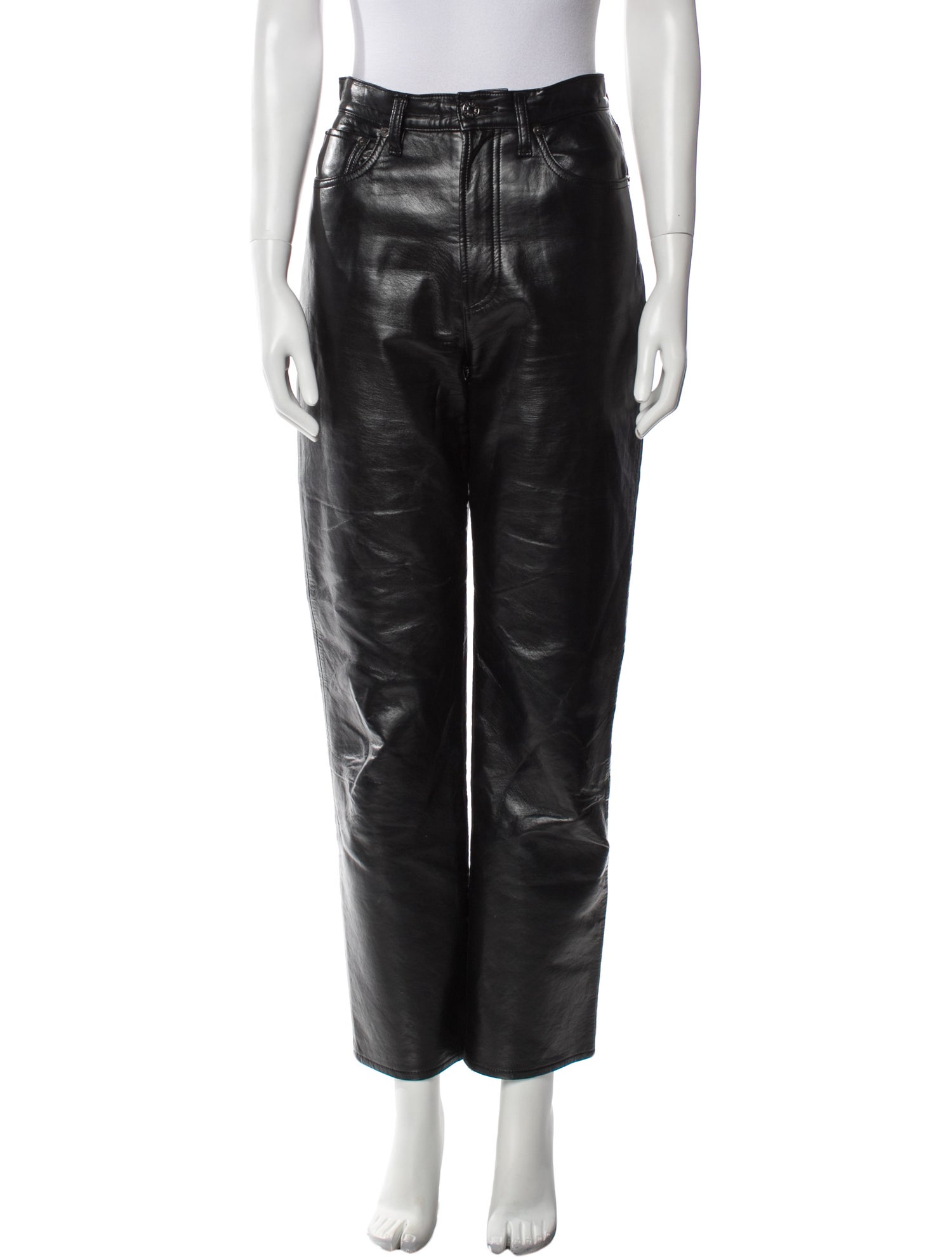 AGOLDE Leather Straight Leg Pants