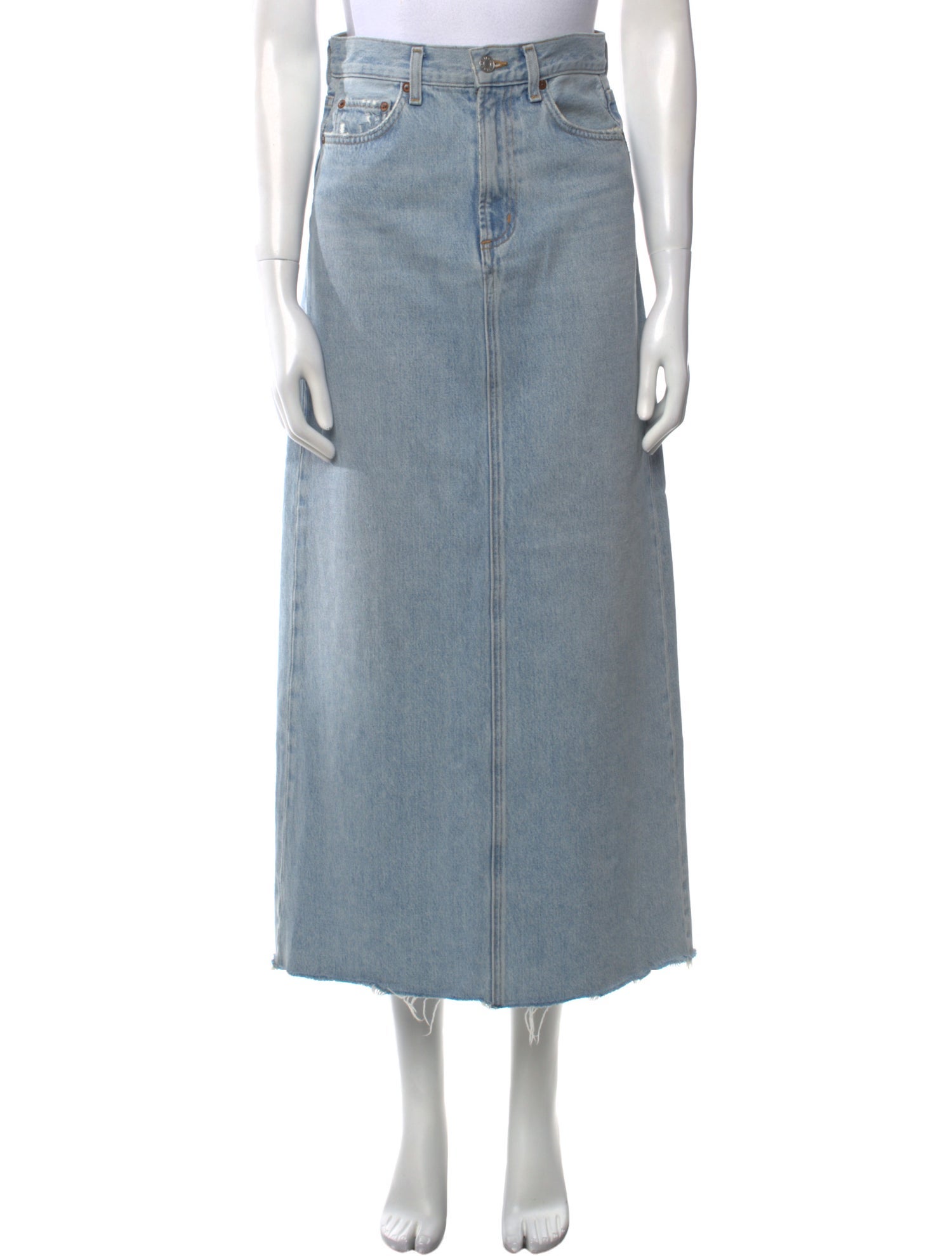 AGOLDE Distressed Accents Midi Length Skirt